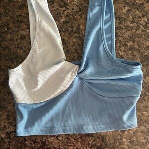 Stylish Blue and White Crop Top